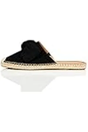 FIND Bow Mule Leather Espadrille Sandalias Punta Cerrada, Black, 36 EU
