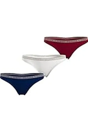 Tommy Hilfiger Pack de 3 Braguitas Tipo Tanga para Mujer, Multicolor (Des Sky/White/Rouge), L