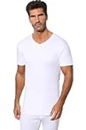 Abanderado Camiseta de manga corta y cuello pico Térmico Algodón de invierno Hombre x1, Blanco, M