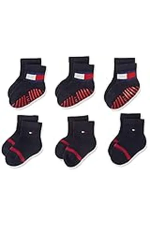 Tommy Hilfiger Crew Sock, Azul (Navy), 15-18 (Pack de 6) Unisex Bebé