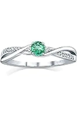 Silvego – JJJR1100ER - Anillo para Mujer de 925 con Esmeralda Verde Genuina y Circonitas