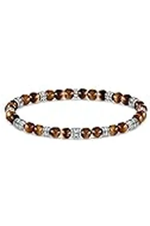Thomas Sabo Pulsera unisex de plata de ley 925 con ojo de tigre, ennegrecido, A1923-826-2, 17 cm, Gema Plata de ley, No es una piedra preciosa