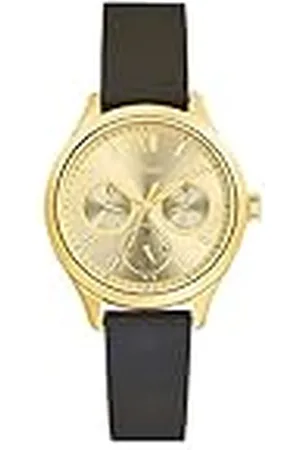 QS by s.Oliver Reloj de pulsera señoras reloj de cuarzo analógico, con correa de cuero, , 5 bar resistente al agua, multifunción, viene en caja de regalo reloj