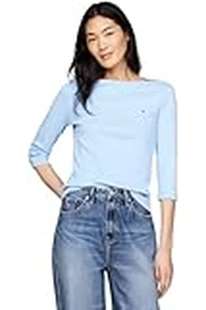 Tommy Hilfiger Camiseta de Manga Larga para Mujer Slim con Cuello Barco, , XXS
