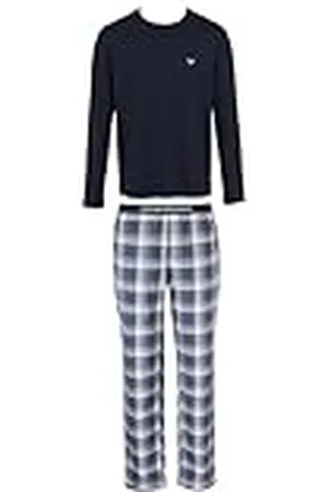 Emporio Armani Yarn DYED Cotton Long Pajamas Conjunto de Pijama, , S de los Hombres