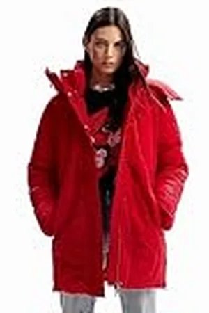 Desigual Padded_Tulip Abrigo Largo para Mujer de Lana Acolchada, Rosso, L