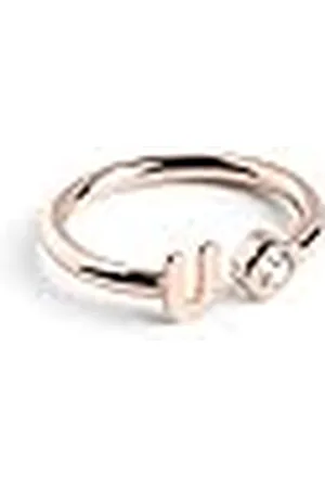 SINGULARU Anillo Personalizado Letter Spark - Anillo Ajustable - Plata de Ley 925 con Acabado Baño de de 18 Kt. - Talla Unica - Joyas para Mujer - Hecho en España - Letra U