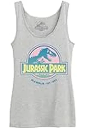 Jurassic Park Wojupamtk010 Camiseta sin Mangas, Gris Melange, L para Mujer