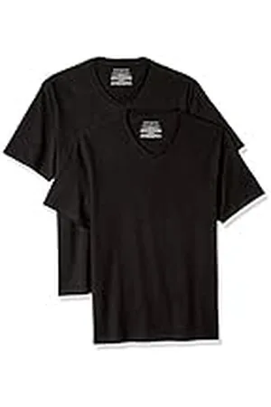 Amazon Camiseta de Manga Corta con Cuello en Pico y Corte Recto Hombre, Pack de 2, , XXL
