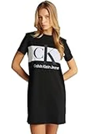 Calvin Klein Vestido tipo camiseta Mujer Blocking corto, Negro , M
