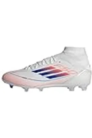 adidas F50 League Mid Football Boots Firm Ground, Botas de fútbol Mujer, Cloud White/Lucid Blue/Solar Red, 37 1/3 EU