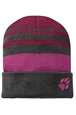 Jack Wolfskin Punto a Rayas Boina, Dark Ruby, M Unisex niños