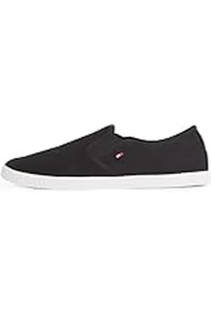 Tommy Hilfiger Sneaker tipo mocasín Mujer Canvas Slip-On sin cordones, (Black), 39