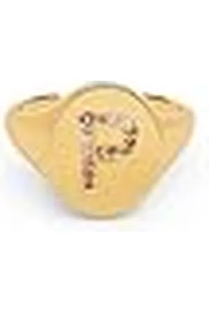 SINGULARU Anillo Personalizado Signet Letter Colors. Ajustable. Latón con Acabado Baño de de 18 Kt. Talla Unica. Joyas para Mujer. Letra P