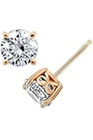 Amazon Amazon Collection Pendientes de botón de plata esterlina bañada en oro rosa con circonitas cúbicas de corte redondo Infinite Elements (4 quilates en total)