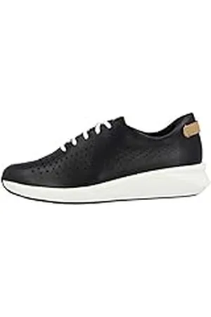 Clarks Un Rio Tie, Zapatillas, para Mujer, Negro (Black Leather), 38 EU