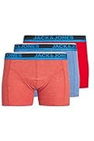 JACK & JONES Jacluke Trunks 3 Pack Bóxer, Barbados Cherry/Pack: Barbados Cherry-Azul, L Hombres