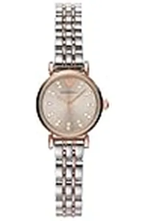 Emporio Armani Reloj de mujer, Movimiento de dos manecillas, caja de acero inoxidable de 22 mm de color oro rosa con correa de acero, AR1841