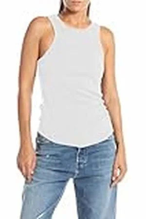 Replay Camiseta de tirantes de corte alto para mujer, blanco (White 001), S