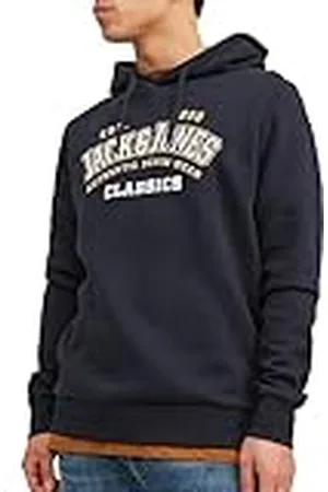 JACK & JONES Jjelogo 2 Col 23/24 Noos - Sudadera Con Capucha Sudadera con capucha, Hombre, Azul Marino - Blanco - Amarillo, S