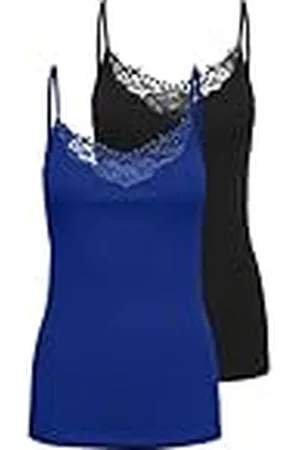 ONLY Onlkira Lace Singlet 2pack Noos Camiseta de Tirantes Anchos, , XS (Pack de 2) Mujeres