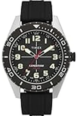 Timex Expedition Field - Reloj solar para hombre de 43 mm, pulsera en silicona negra, esfera negra, caja en acero IP TW4B30800
