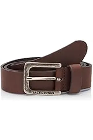 JACK & JONES Jacmarrakech Leather Belt Cinturón de Cuero, Color marrón, 90 Hombres