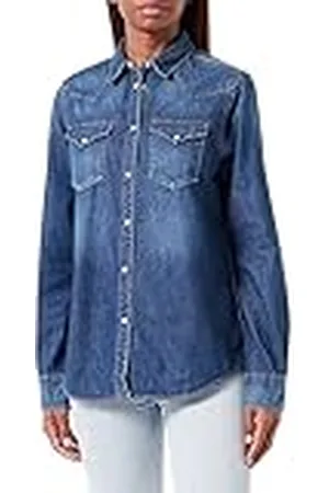 Replay Camisa vaquera de mujer de manga larga confeccionada en denim, azul (Dark Blue 007)