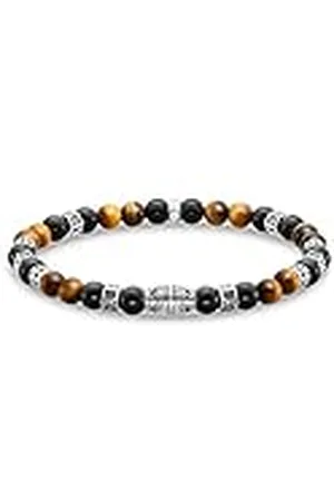 Thomas Sabo Pulsera unisex de plata de ley 925 con ojo de tigre, ennegrecida, A2087-507-7, 17 cm, Plata de ley, No es una piedra preciosa