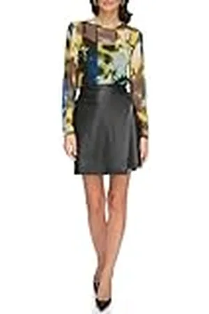 DKNY Falda de Piel sintética para Mujer, , 40
