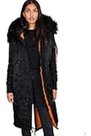 Alpha Industries Long Fishtail Chaqueta, Negro (Black-03), XL para Mujer