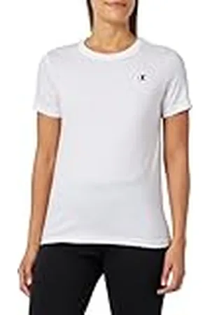 Champion Legacy Basics W-Jersey de algodón Ligero S-S Regular Crewneck Camiseta, Color Blanco, L para Mujer