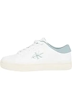 Calvin Klein Classic Cupsole Lowlaceup LTH Wn Yw0Yw01444 Zapatillas Deportivas para Mujer, Blanco (Bright White/Blue Surf), 41 EU