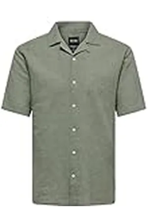 Only & Sons Onscaiden SS Solid Resort Linen Noos Camisa de Manga Corta, , Medium para Hombre