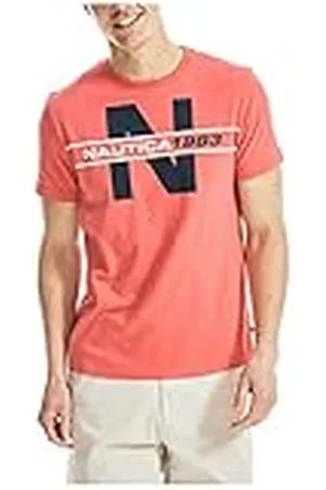 Nautica Camiseta gráfica de Manga Corta 100% algodón con Logotipo clásico Camisa de Polo, , S para Hombre