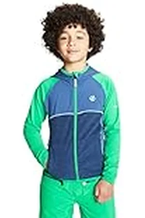 Dare 2B Hasty Core Stretch Lightweight Warm Backed Quick Drying Full Zip Jacket Capa Intermedia elástica, Infantil, VividGreen/Denim Oscuro, 9-10