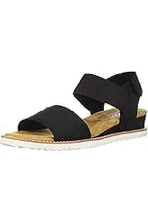 Skechers Desert Kiss, Sandalia con Pulsera Mujer, Black Microfiber Suede/Gore Trim, 36 EU