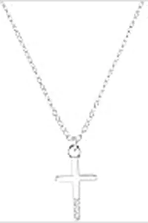 QS by s.Oliver Collar con colgante de ley 925 collar de niña, con zirconia cúbica sintética, 37+3 cm, , cruz, Viene en caja de regalo de joyería