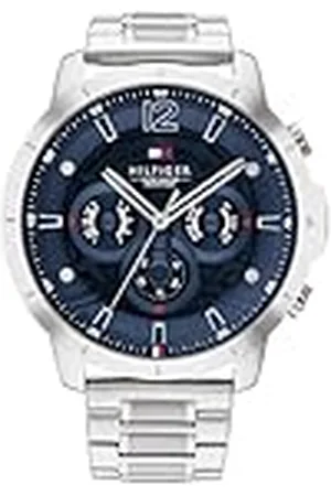 Tommy Hilfiger Reloj Analógico de Cuarzo Multifunción para Hombre con Correa de Acero Inoxidable Plateada - 1710492