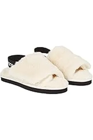 Calvin Klein Home Velcro Surfaces YW0YW01158, Pantuflas Mujer, Blanco (Creamy White/Black), 39.5 EU
