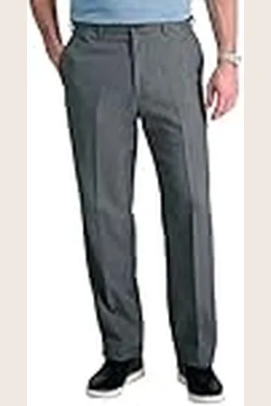HAGGAR Cool 18 - Pantalones de Cintura Alta para Hombre, Talla Grande y Alta, Cintura Extensible, Color Liso, Cintura Alta, , 34W x 34L