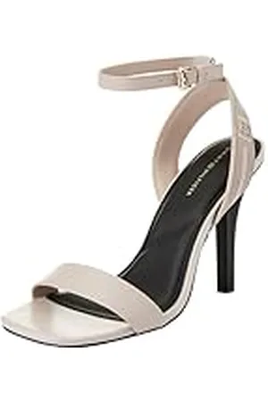 Tommy Hilfiger Sporty Leather High Heel Sandal FW0FW07795, Sandalia de Tacón Mujer, Gris (Smooth Taupe), 37 EU