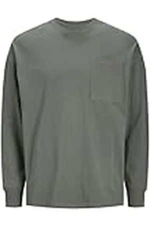 JACK & JONES Jcoclean Pocket tee LS Crew Neck Camiseta de Manga Larga, Verde ágave, S para Hombre