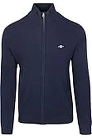 GANT Cárdigan extrafino con Cremallera de Lana de Cordero Suéter, , XXL para Hombre