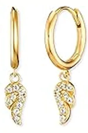 Engelsrufer Pendientes de aro para mujer de plata de ley con alas móviles, cierre de clip, sin níquel, 23mm, Plata de ley, Circonia cúbica