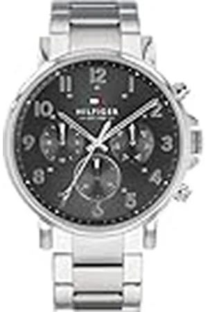 Tommy Hilfiger Reloj Analógico Multifunción de Cuarzo para Hombre 46mm - 3 Subesferas, Correa de Acero Inoxidable o Cuero, Resistencia al Agua 5 ATM