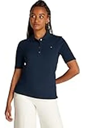 Tommy Hilfiger Polo de Manga Corta para Mujer Regular Fit, Azul (Dark Night Navy), M