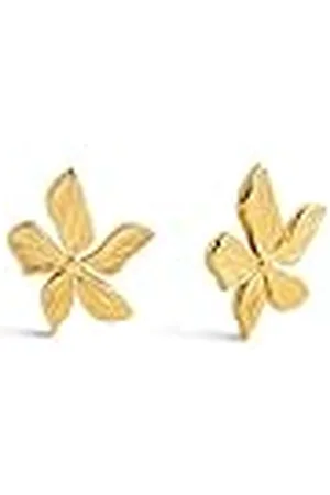 SINGULARU Pendientes Jasmine - Pendientes Flor de Acero Inoxidable con Baño en de 18Kt - Cierre Tuerca a Presión - Joyas Para Mujer