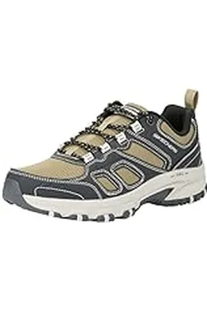 Skechers Hillcrest Pure Escape, Trekking de Corte bajo Hombre, Tela sintética Color carbón, Ribete Verde Oliva, 39 EU