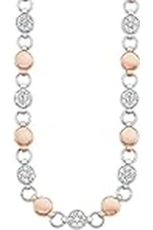 QS by s.Oliver Collar Collar de Acero Inoxidable para Señoras, con Cristal, 42+3 cm, Bicolor, Viene en Caja de Regalo de joyería
